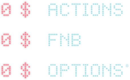 L’image affiche les mots Actions, FNB et Options précédés du chifre zéro et du signe de dollars