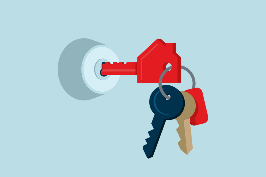 Illustration de clés en forme de maison pour un article sur l’achat d’une première propriété.